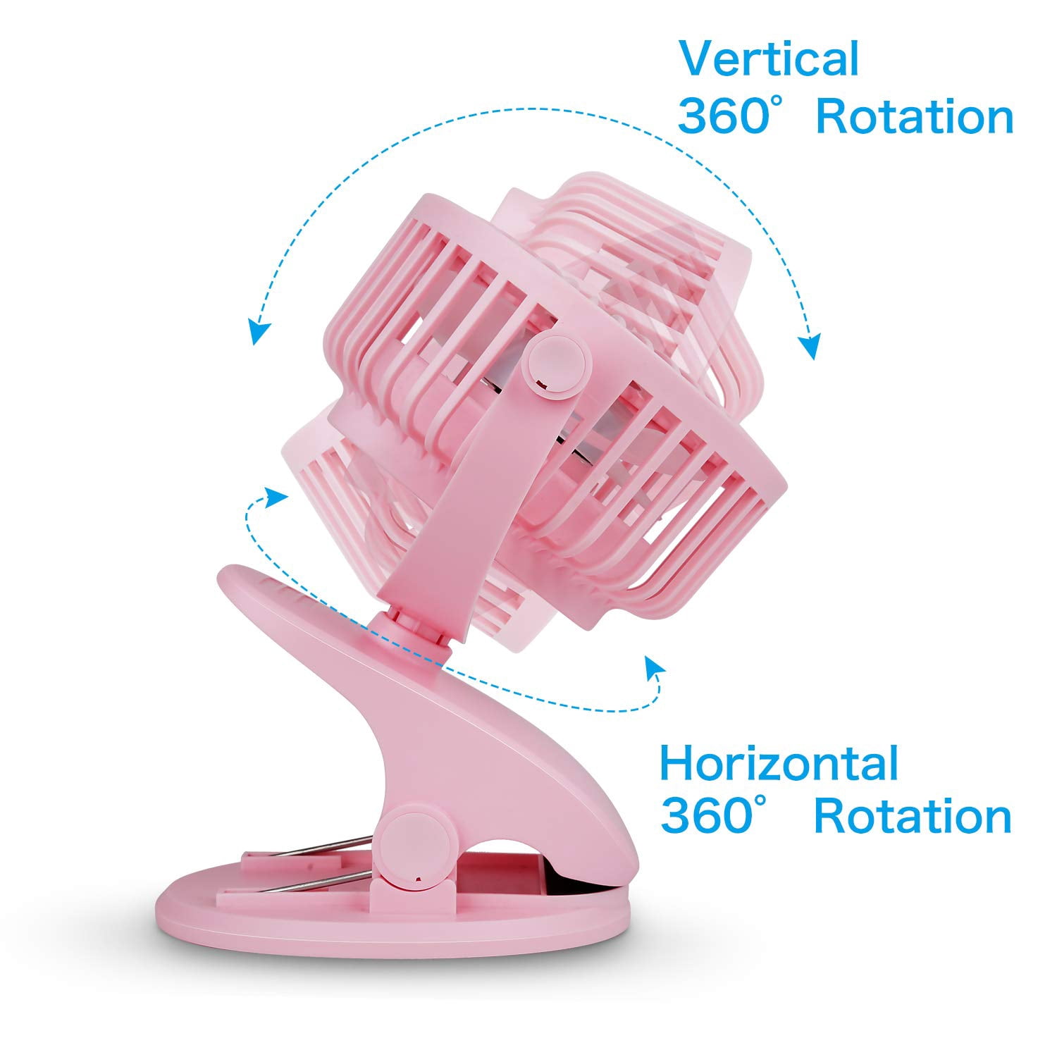 Skygenius 3-Speed Battery Operated Clip-on Tabletop Fan