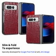 thumbnail image 3 of SaniMore for Google Pixel Fold 7.6" 2023 Case, Crocodile Texture PU Leather ull Protection with Tempered Glass Screen Protector Wear-resistant Vintage Folding Shell Shockproof Drop-resistant, Red, 3 of 8