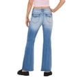 thumbnail image 4 of Forever 21 Women's Blue Y2K Bootcut Jeans, Rhinestone Back Pocket Detail for Everyday Casual Wear, Size 8, 4 of 6