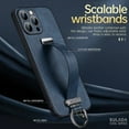 thumbnail image 4 of Decase Compatible with iPhone 12 Pro Max 6.7 Inch Wristband Stand Cover Case, Metal Ring Retractable Wristband Adjustable Stand High-end Leather Phone Case for iPhone 12 Pro Max, Darkblue, 4 of 6