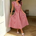 thumbnail image 4 of Ovbmpzd Tea-Length Casual Summer Dresses for Women Peasant Elegant Maxi Red Dresses Casual V-Neck Sleeveless Dresses Summer Dresses,S, 4 of 6