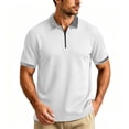 thumbnail image 5 of Guluxicc Dress Shirts for Men Quarter Zipper Collared Pullover Short Sleeve Golf Tops for Business Casual Wear Spring Summer Casual Outfits, 5 of 6