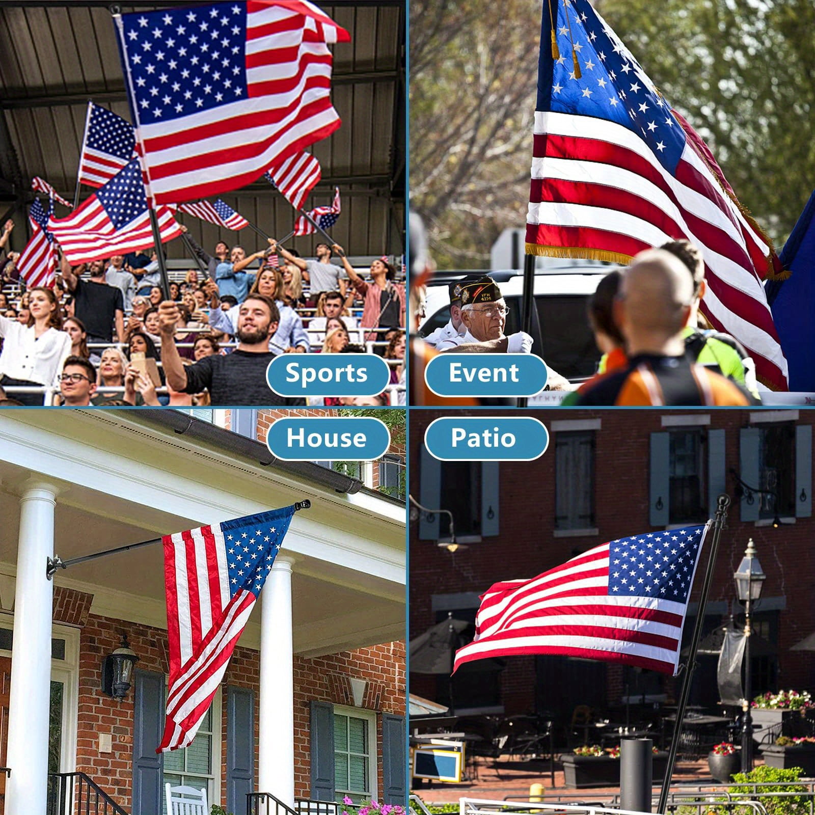 5-7ft Tangle Free Flag Pole for House with Holder Bracket, Residential Flagpole Kit for Outdoor Porch Garage