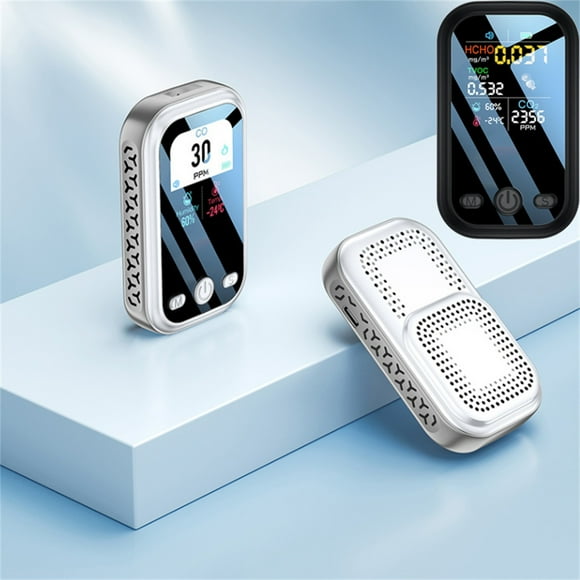 Xihbxyly Detector de Co Portátil, Alarma de Monóxido de Carbono 3 En 1, Pantalla Lcd y Aviso Acústico, Batería de Litio Recargable, para Uso En Casa, Tienda de Campaña, Coche y Autocaravana, Tamaño 8