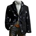 thumbnail image 5 of oqasdz Mens Blazer Festive Sequin Print Long Sleeve One Button Corduroy Jackets Stretch Slim Fit Dress Coat Travel Party Business Formal, 5 of 5