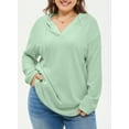 thumbnail image 6 of SHEWIN Sweatshirt for Women Plus Size Hooded Sweatshirts Fleece Sweatshirt V Neck Drawstring Long Sleeve Hoodie Pullover Tops for Fall 2025 Green 3X, 6 of 9