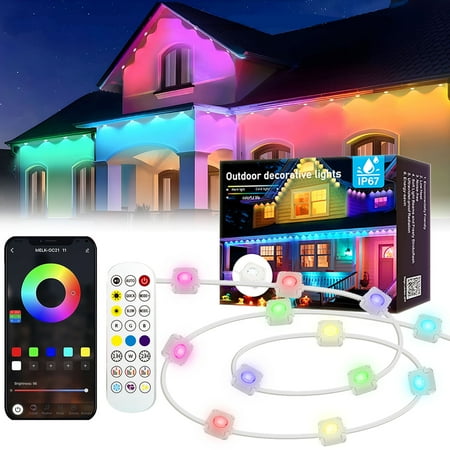 Permanent Outdoor Lights, 50ft Smart RGB Eaves Lights with App Controlled, Waterproof for Christams, Patry, Outdoor Decorations-30LEDs