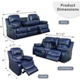 thumbnail image 2 of Bonded Leather Living Room Furniture Set Reclining Sofa Set Loveseat Furniture Sets in Living Room Sofa Recliners (Sofa, Blue), 2 of 9