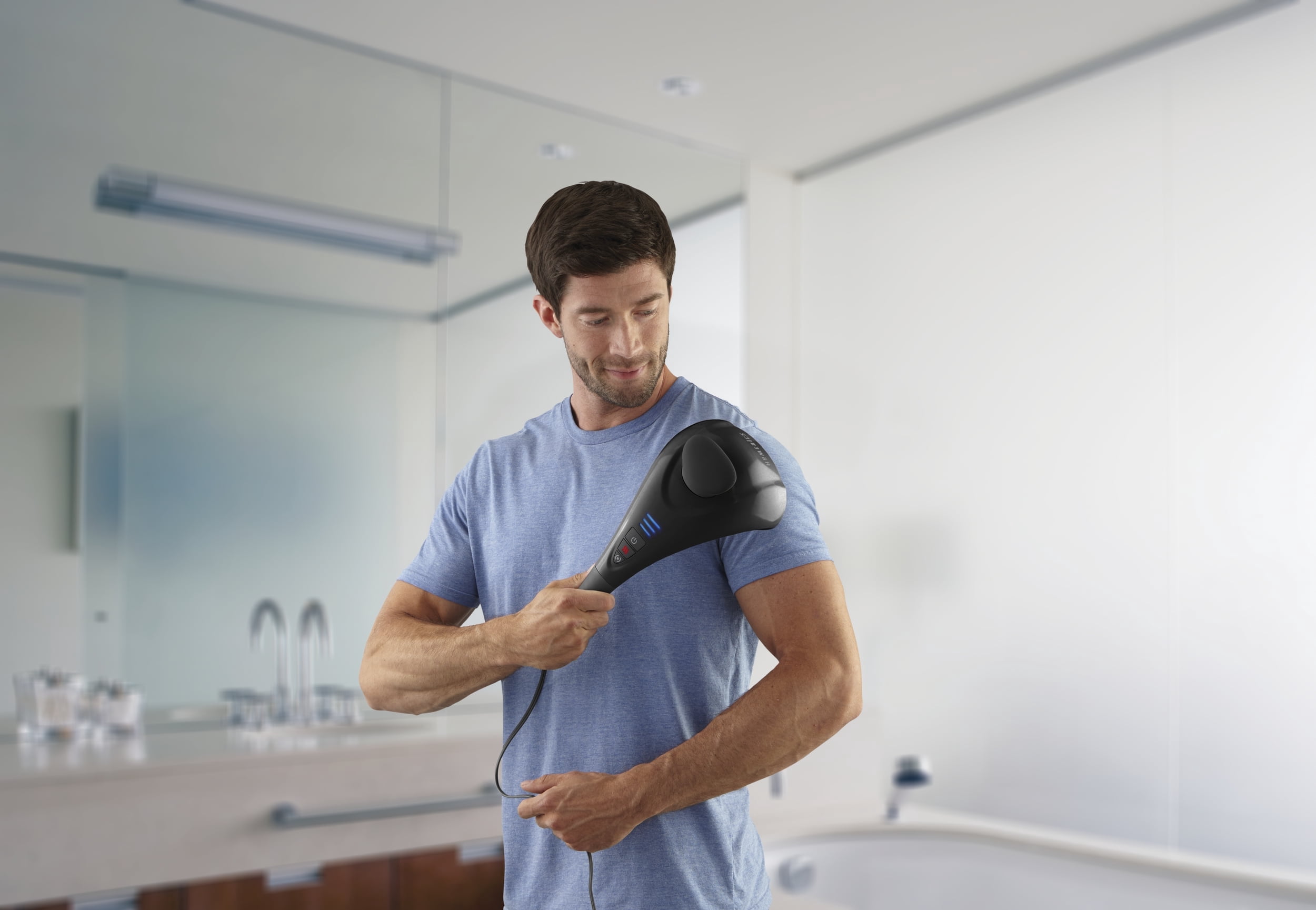 HoMedics Twin Percussion Pro Massager with Heat, Handheld Back Massager, Dual Node Heated Back, Neck, and Body Percussion Massager with Interchangeable Nodes to Relieve Back, Neck, Shoulder Tension