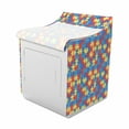 thumbnail image 2 of Puzzle Washer Cover, Layout of Colorful Geometric Elements Symbolic Pieces with Jigsaw Themed Print, Easy to Use Bathroom Accent Fabric, 29" x 28" x 40", Multicolor, by Ambesonne, 2 of 3