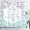 thumbnail image 1 of Father's Day Shower Curtain, Vibrant Frame Inspired Pattern Crown and Floral Leafy Motifs, Fabric Bathroom Set with Hooks, 69W X 75L Inches Long, Dark Seafoam Mauve and White, by Ambesonne, 1 of 3