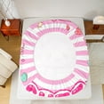 thumbnail image 4 of Manfei Girls Pink Bed Sheets 4pcs, Cute Axolotl King Sheets, Strawberry Stripe Sheet Set, Luxury Bedroom Decor, 4 of 6