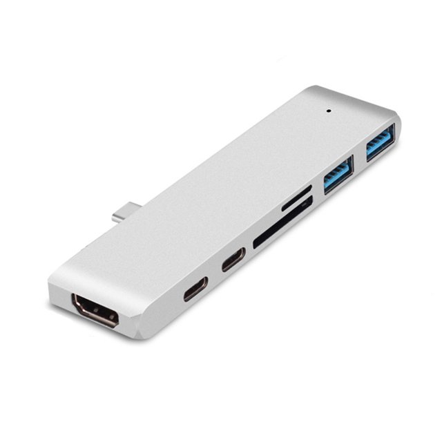 Adaptador HUB 7 en 1 Tipo C USBC 40Gbps Reemplazo de lector de tarjetas Micro SD / SD de datos para MacBook Pro 2016 de 13/15 pulgadas, Plata sidaley EL2321-02B