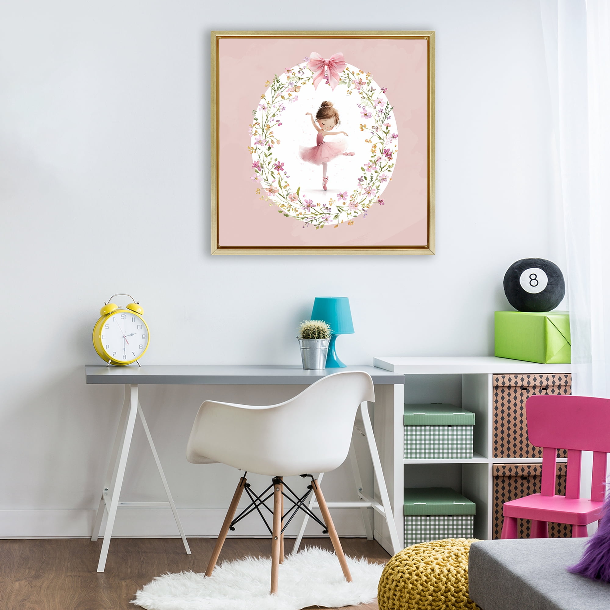 Stupell Industries Ballet Dancing Princess Gold Framed Floater Canvas Wall Art, design by Christine Simpson Art