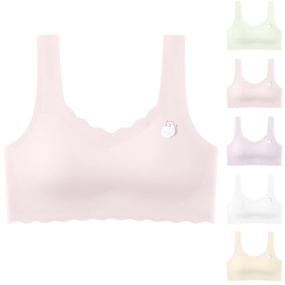 Bxsruta Teen Girls Wirefree Cotton Padded Training Bra Soft Breathable First Bra for Adolescents Daily Wear Medium Support