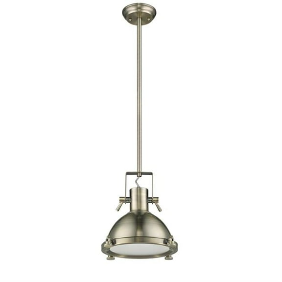 13 in. Shade Lighting Ironclad Industrial-Style 1 Light Antique Brass Ceiling Mini Pendant - Antique Brass
