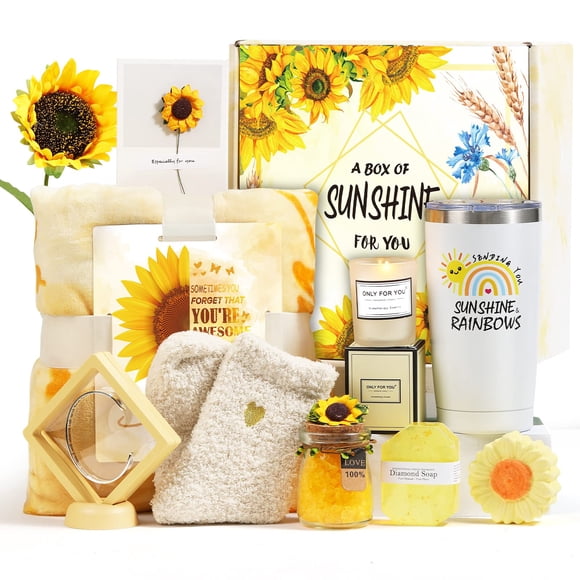 Gifts for Women, Sending Sunflower Gifts for Mom, 10 Pcs Spa Gifts for Women, Birthday Gift Sets, Gifts for her, Unique Holiday Gift Basket for Mom, Women