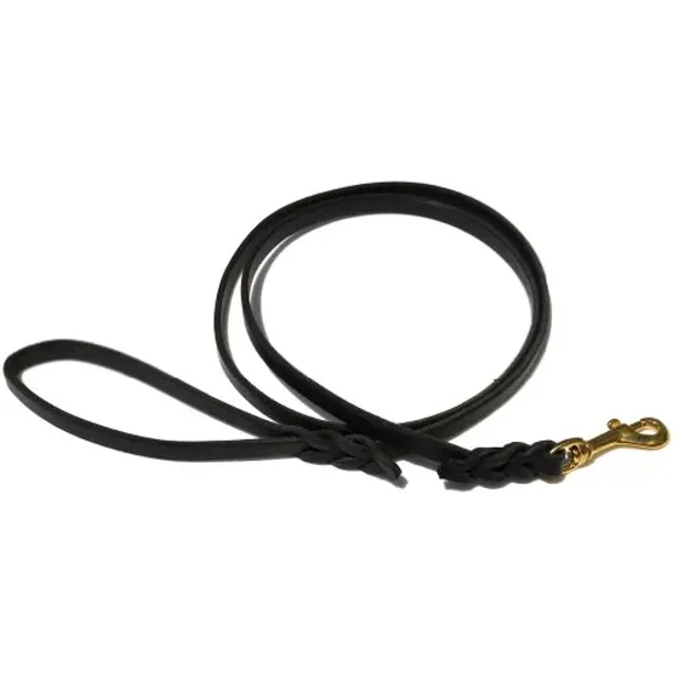 Signature k9 Braided Leather Leash, 5Feet x 1/2Inch, Black