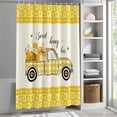 thumbnail image 6 of Bee Truck Small Stall Shower Curtain, Waterproof Shower Curtains for Bathroom, Yellow Honey Daisy Floral Patterned Plaid Washable Fabric Bath Curtain for Bathtub Decoration with Hooks 36x78 Inches, 6 of 9