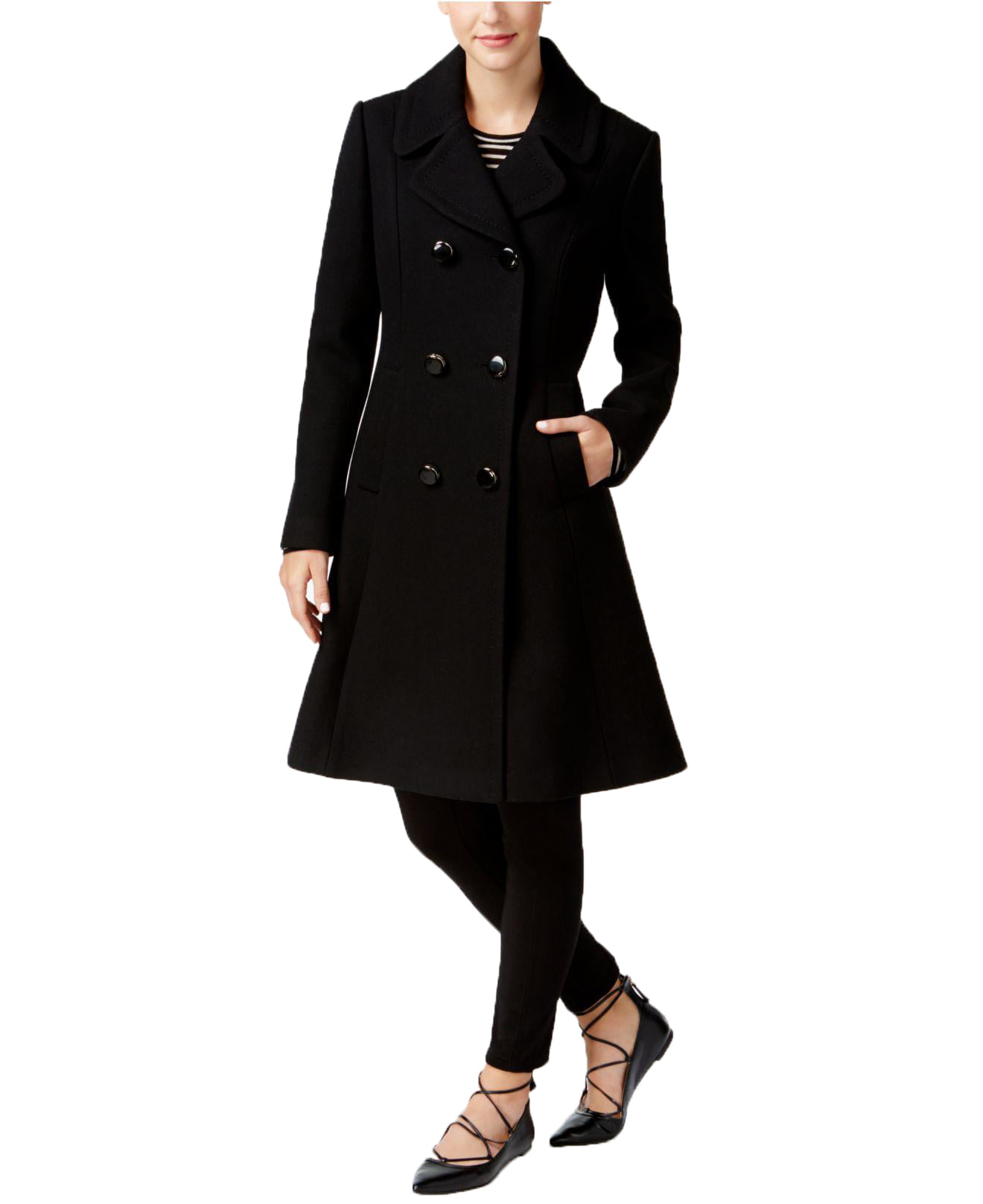 Kate Spade New York Womens Wool-Blend Double-Breasted Peacoat (Black,  X-Large) 