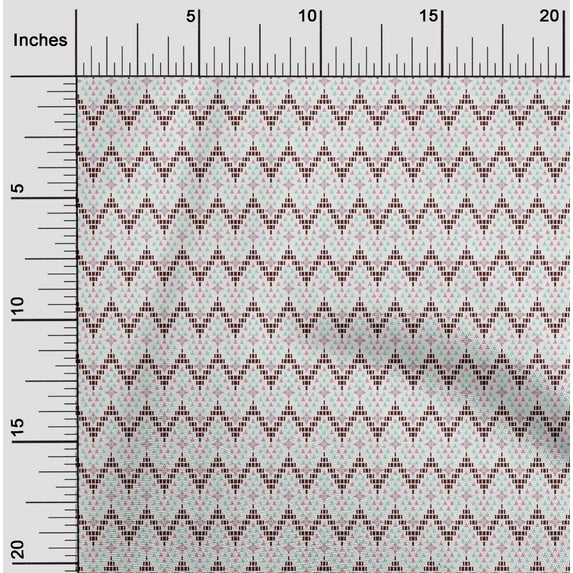 oneOone Georgette Viscose Fabric Chevron|Triangle & Square Geometric Fabric Prints By Yard 42 Inch Wide