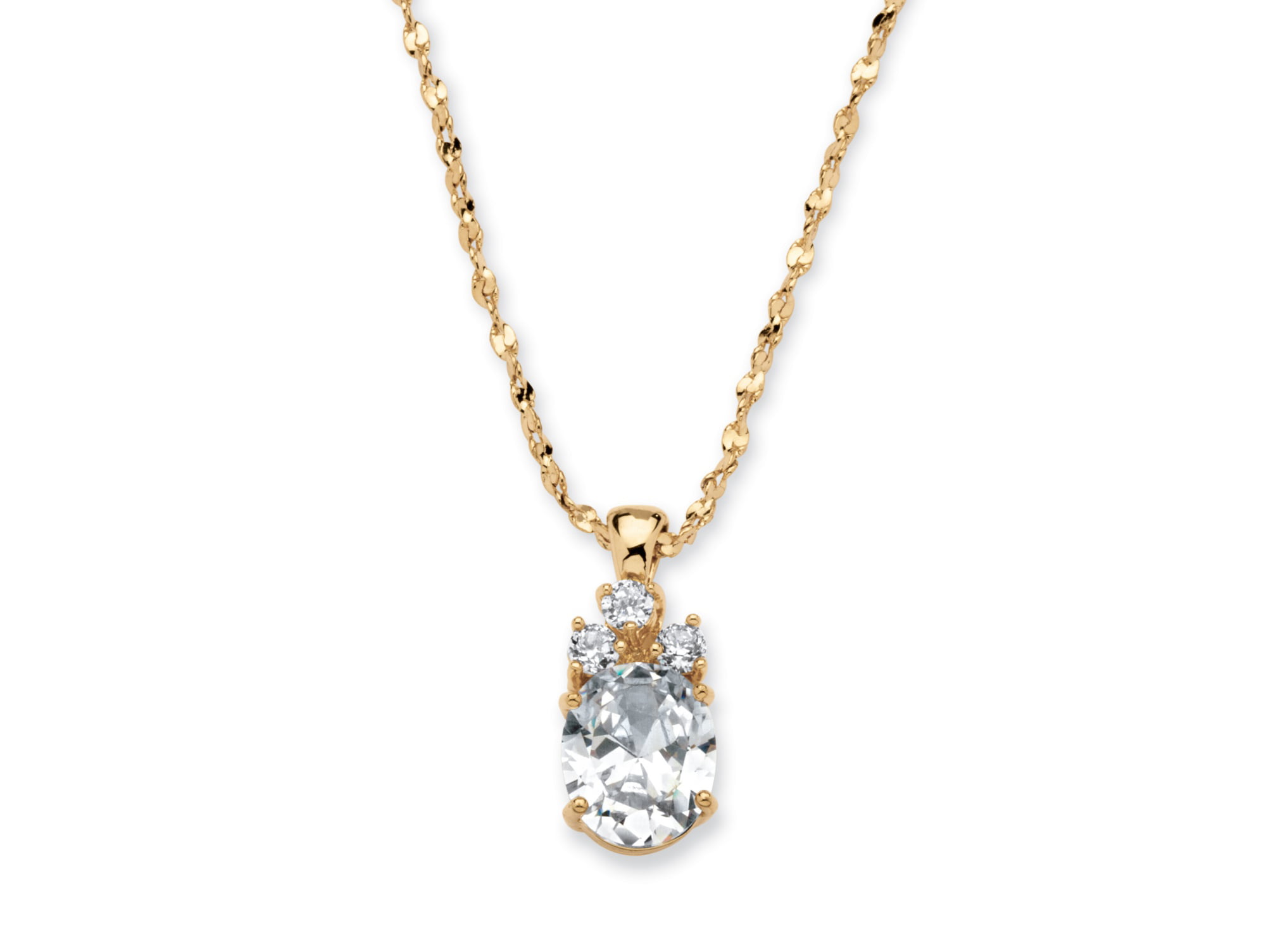 5mm Goldtone Round Cubic Zirconia Solitaire Necklace
