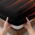 thumbnail image 3 of King Size Fitted Sheet Set - Burnt Orange Black Ombre 3 Piece Bedding Sets 16" Deep Pocket Fitted Sheet with 2 Pillowcases, Modern Abstract Striped Gradient Brushed Microfiber Hotel Luxury Bed Sheets, 3 of 9