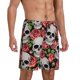 thumbnail image 2 of Balery Skull and Roses Pantalones cortos de pijama de punto de algodón para hombre con cinturilla y bolsillos-Large, 2 of 6