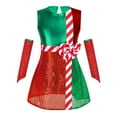 thumbnail image 2 of iiniim Girls Sequin Color Block Christmas Dance Dress Xmas Party Outfit with Oversleeves Red 16, 2 of 7