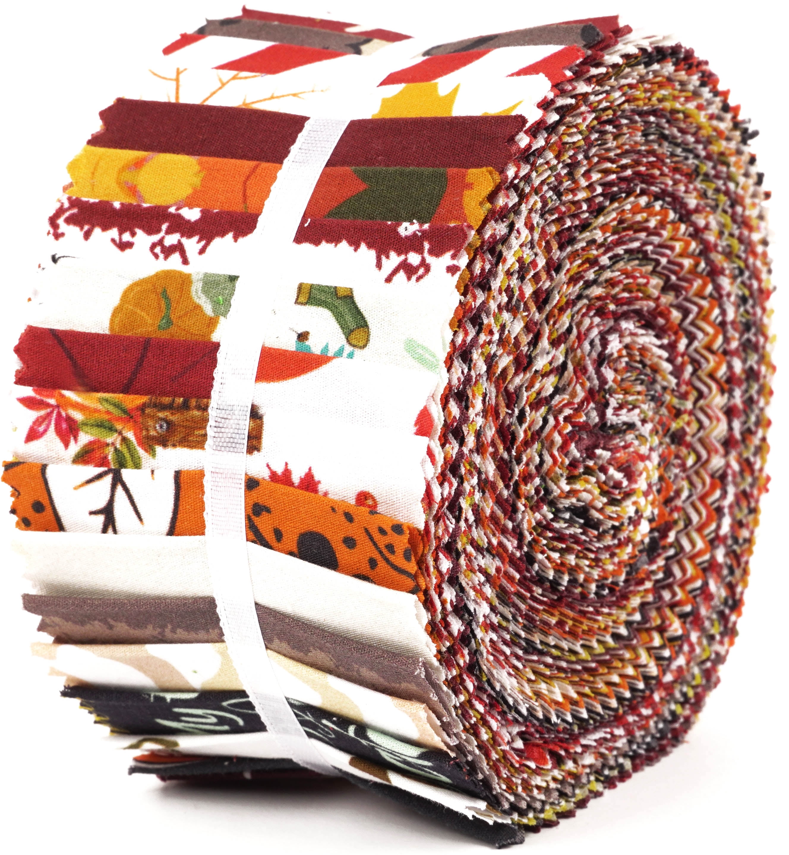 Soimoi 40Pcs Autumn Fall Theme Print Cotton Precut Fabrics For Quilting Craft Strips 2.5x42inches Jelly Roll - Multicolor