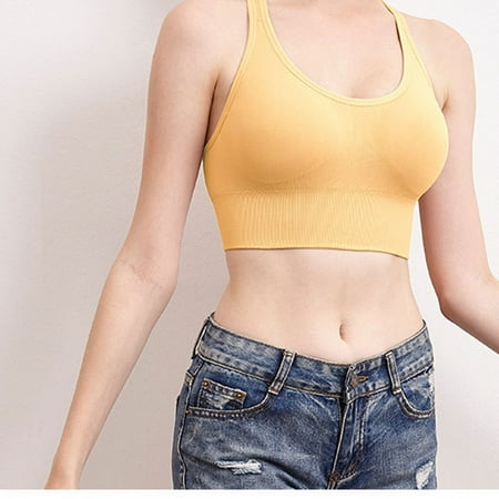 

Women Sports Bra Push Up Seamless Female Workout Underwear Wireless Paded Bra High Impact Support for Yoga Gym Fitness S Nude
