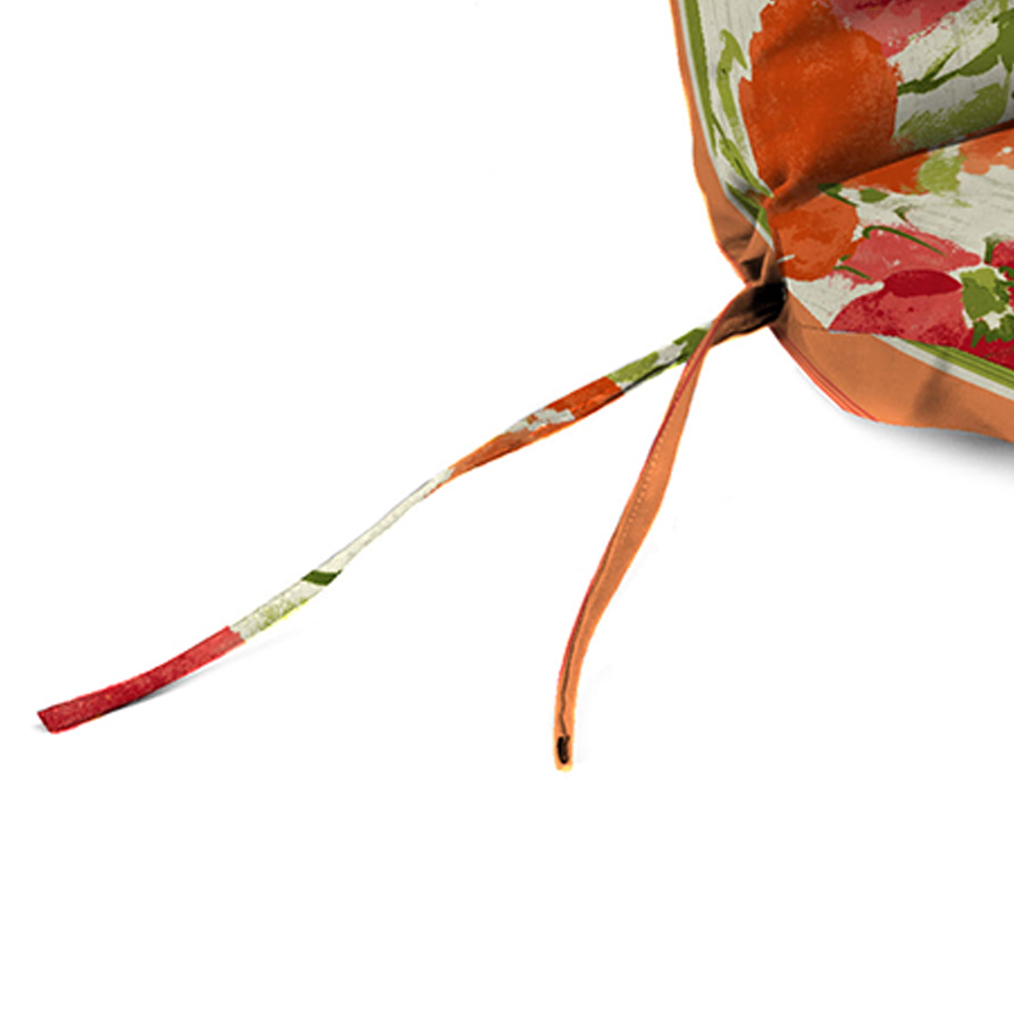 Jordan Manufacturing 72" x 22" Zion Granola Red and Orange Stripe and Marcia Granola Floral Reversible Rectangular Outdoor Chaise Lounge Cushion with Ties and Hanger Loop
