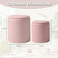 thumbnail image 3 of Boucle Round Ottoman with Storage Set of 2,Small Foot Stool Ottoman for Living Room, Small Coffee Table,Vanity Stool with Storage for Bedroom, Pink, 3 of 16