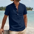 thumbnail image 5 of Guluxicc Men's Cotton V-Neck Shirts with Pocket Button Short Sleeve Shirts for Everyday Wear Summer Casual Outfits, 5 of 6