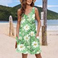 thumbnail image 2 of Womens Vneck Mini Skirts with Pockets Loose Tank Dress Boho Beach Skirt Casual Summer Sundress, 2 of 5