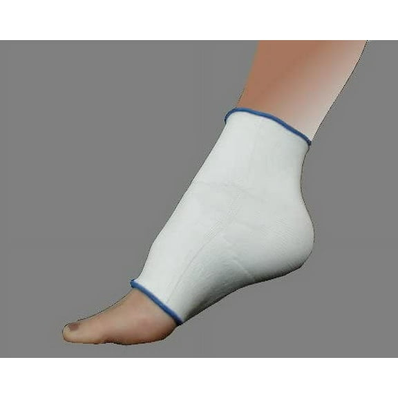 Plantar Facsiitis Sleeve For Heel Foot Arch and Ankle (Small White w/ Blue Trim)