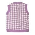 thumbnail image 4 of Sksloeg Womens V Neck Sweater Vest School Uniform Vest Houndstooth Cable Knit Sleeveless Sweater Tops,Sky Blue S, 4 of 4