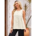 thumbnail image 3 of DARING DIVA Women's Linen Tank Tops Babydoll Sleeveless Shirts Peplum Blouse M Beige, 3 of 8