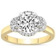 thumbnail image 3 of 2 Carat IGI Certified Round Shape Lab Grown Diamond Engagement Ring | 14K Yellow Gold | Swirl Three Stone Halo Diamond Engagement Ring | FG-VS1-VS2 Quality | Friendly Diamonds, 3 of 5