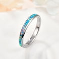 thumbnail image 3 of 3mm Tungsten Rings for Women Blue Opal Inlay Wedding Rings Polished Band Size 5-10, 3 of 5