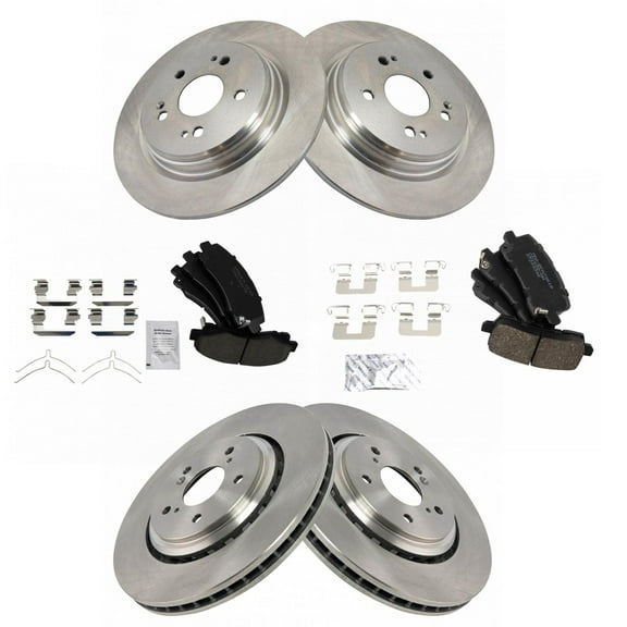 TRQ Front and Rear Brake Pad & Rotor Kit Brake Pads Brake Rotor Ceramic Fits Select 2015-2020 Acura TLX