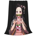 thumbnail image 2 of Manta de franela suave y cálida de Demon Slayer Nezuko para dormitorio, sala de estar, dormitorio durante toda la temporada, 2 of 5