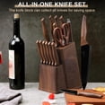thumbnail image 5 of Walchoice 15 Pieces Knife Set with Block, High Carbon Stainless Steel Kitchen Knife Set with Sharpener, Rust Resistant & Dishwasher Safe - Walnut Brown, 5 of 8