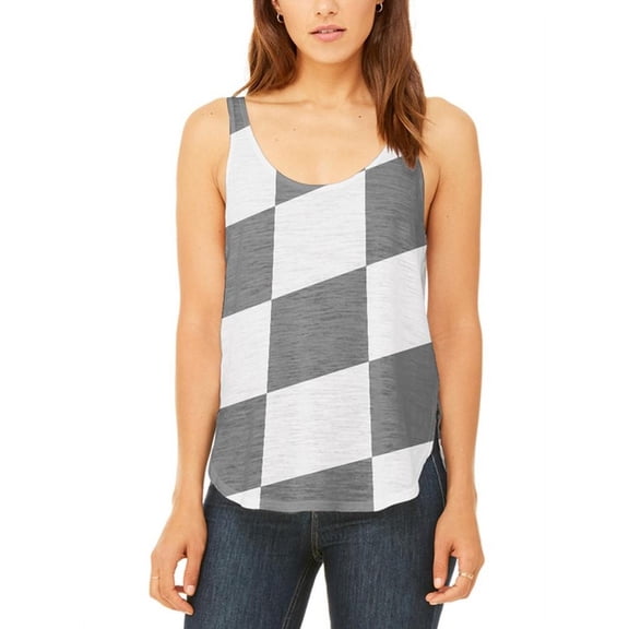 Finish Line Checkered Flag Wave Juniors Flowy Side Slit Tank Top Multi 2XL