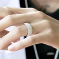 thumbnail image 3 of PAURO Women Cubic Zirconia Ring 8mm Curved Eternity Rings Stacking Cz Wedding Bands Silver Plated White Size 11, 3 of 4