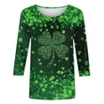 thumbnail image 5 of St Patrick's Day T Shirt for Womens Green Leaf Print Irish 3/4 Sleeve Loose Pullover Tops, 5 of 5