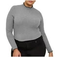 thumbnail image 2 of Ahuyic Womens Plus Size Long Sleeved Blouse, Autumns/Winter Long Sleeve Top For Women, Womens Half High Neck Casual T-Shirt Slim Fitting Bottom Shirt Top Long Sleeve Turtleneck Blouse & Shirts, 2 of 4