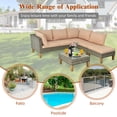 thumbnail image 4 of Costway 4PCS Patio Rattan Furniture Set Cushioned Loveseat w/Glass Side Table Khaki, 4 of 10