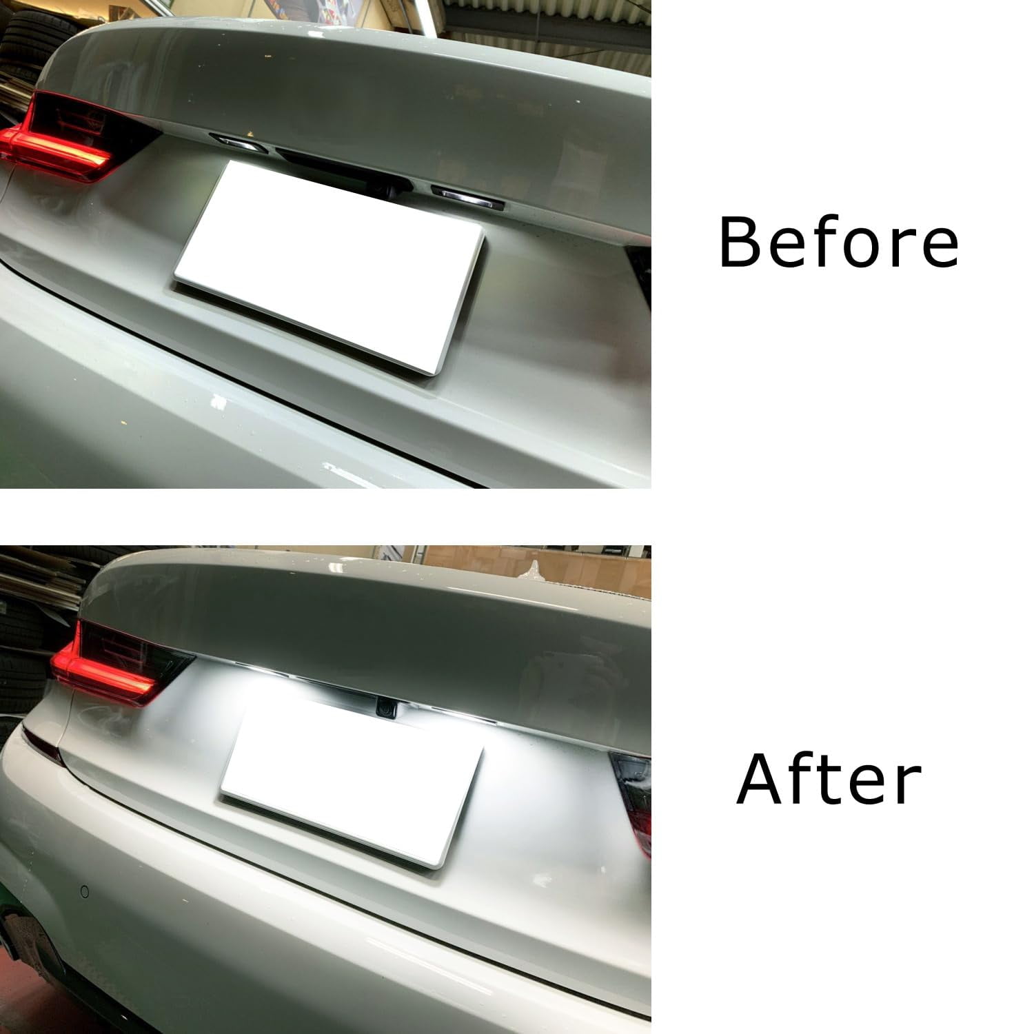 Can-Bus Error Free OEM-Fit 3W Full LED License Plate Light Kit For BMW G20 3 Series, G30 5 Series, G05 X5, Powered By 12-Piece Xenon White LED Diodes