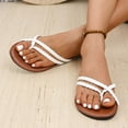 thumbnail image 6 of THDHVS Women's Sandals,Flat Sandals for Women,Women's Fashion Casual Solid Color Woven Toe Spring and Summer Flat Flip Flops White 7, 6 of 6